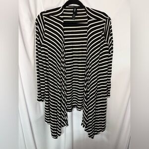 Agnes & Dora Black and White Striped Open Cardigan